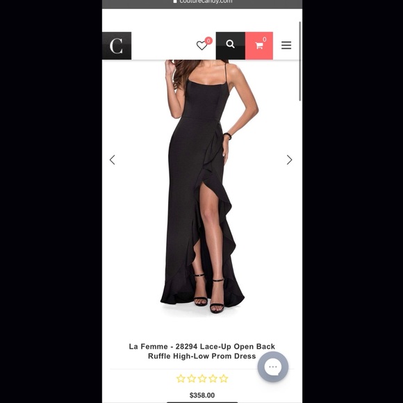 La Femme Ruffle Prom Dress Scoop Neck Lace Up Back - Picture 3 of 16